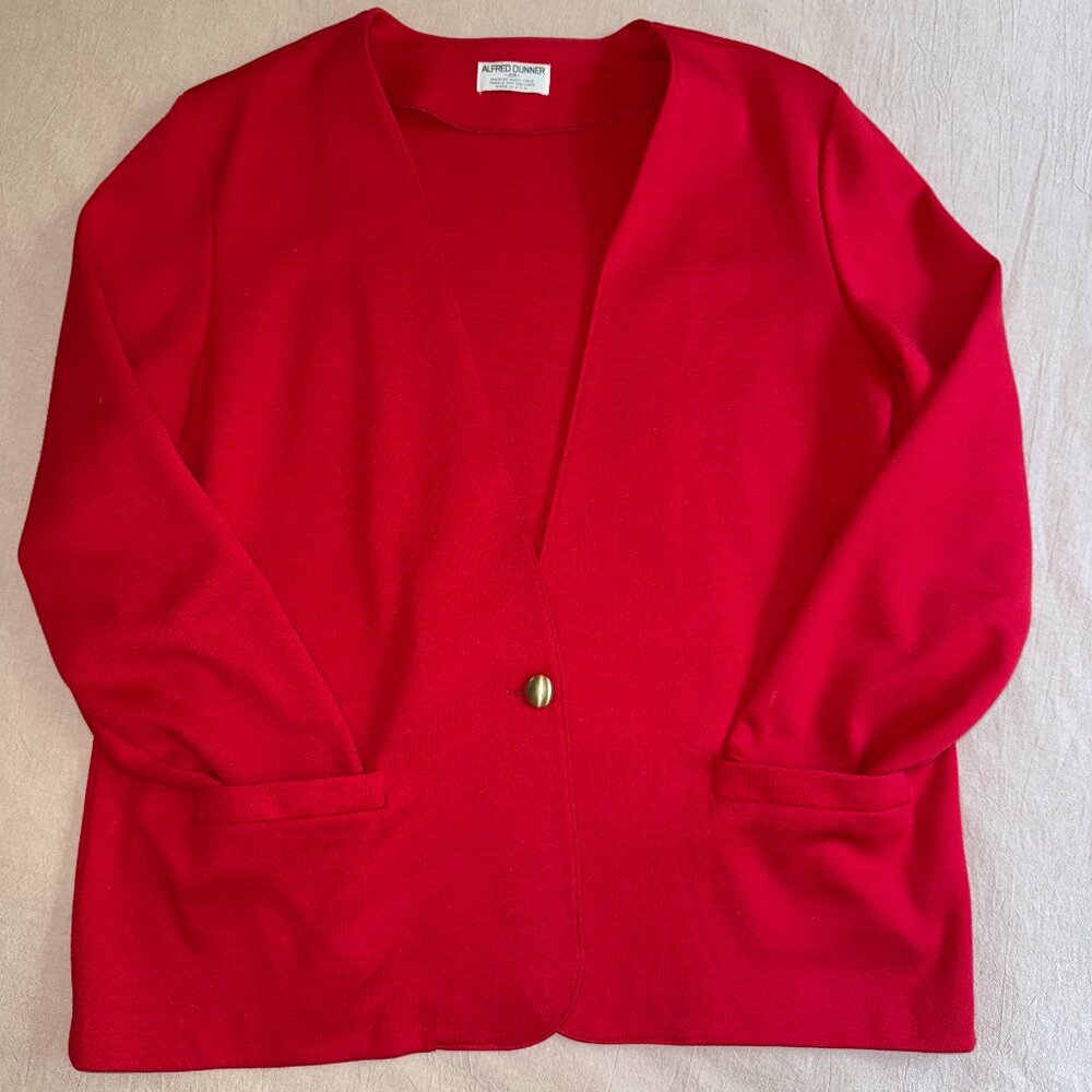 Alfred Dunner Red One Button ‎ Trending Collarless Blazer Size 20